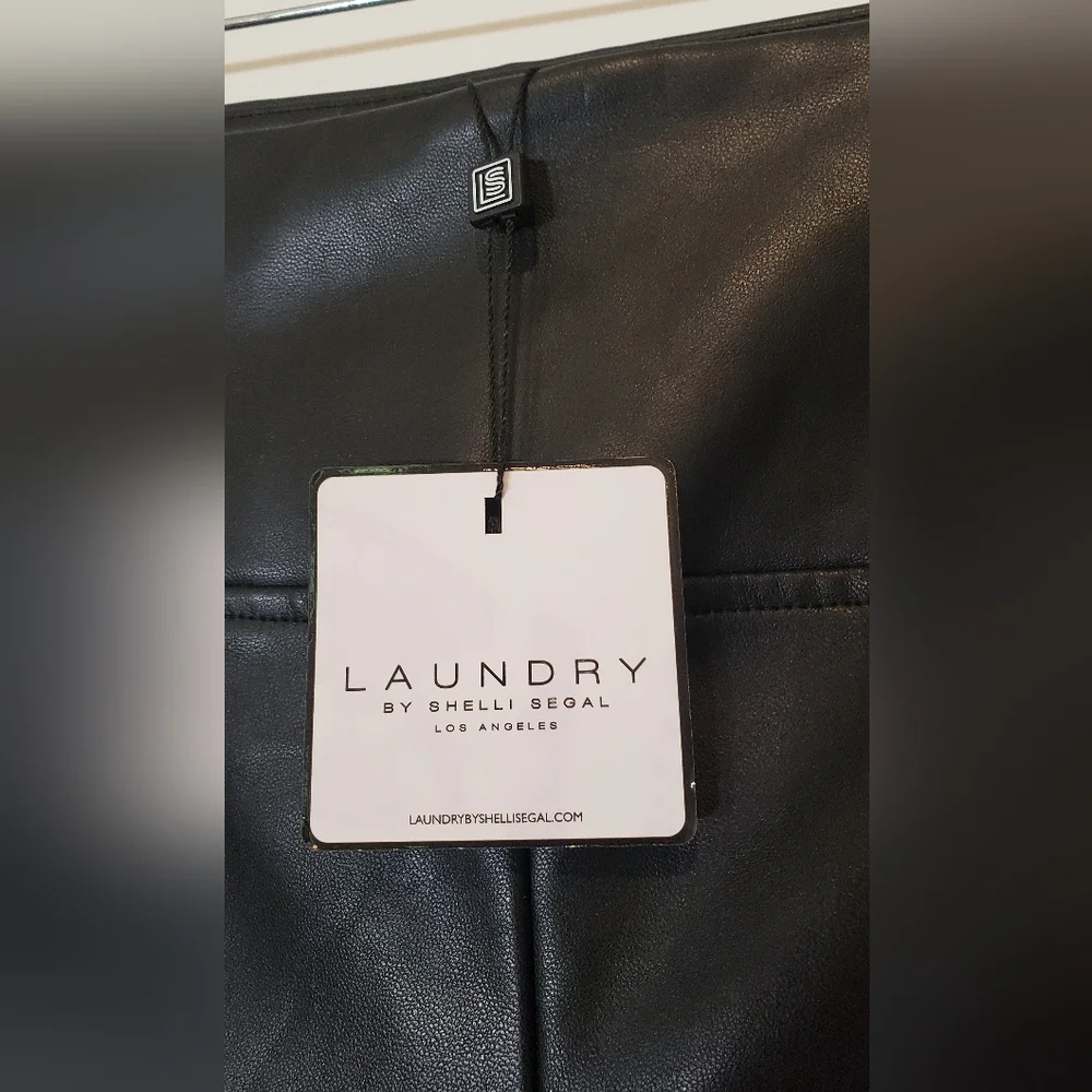 Laundry By Shelli Segal Black Faux Vegan Leather Hi Rise Pants Size Large New